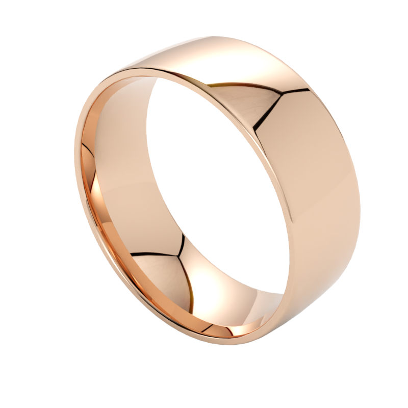 Półokrągła szeroka obrączka ślubna z różowego złota